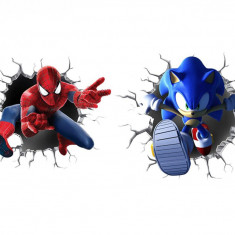 Sticker decorativ cu Sonic si Spiderman, 70 cm, 1116STK