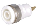 Soclu banană 4mm albă aurit 24A 1kV