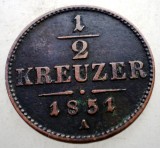 1.478 AUSTRIA 1/2 KREUZER 1851 A, Europa, Cupru (arama)