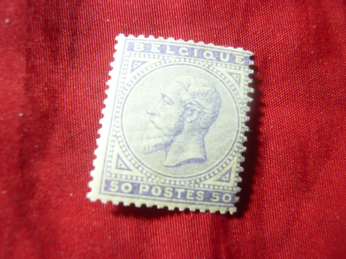 Timbru Belgia 1883 Rege Leopold II violet , val. 50C