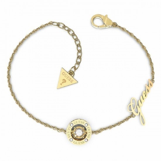 Bratara lant de dama Guess Solitaire din otel placat cu aur JUBB01462JWYGL