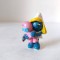 Strumf, Smurf fetita, Strumfita cu bebelus in brate, jucarie cauciuc, W. Germany 1983, 5,5cm