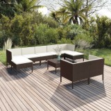 vidaXL Set mobilier de grădină cu perne, 10 piese, maro, poliratan 3094575