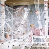 Set panza si 75 paianjeni pentru Halloween Richonour, poliester/plastic, alb/negru