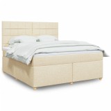 vidaXL Pat continental cu saltea, crem, 180x200 cm, textil