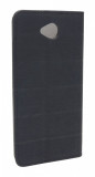 Husa tip carte cu stand Smart Magnet (dungi orizontale) neagra pentru Microsoft Lumia 650, Cu clapeta, Piele Ecologica