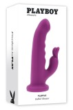 Vibrator Rabbit Fluffle Evolved Playboy Mov, Tija Rotativa, Urechi Vibratoare, 10 Viteze, Silicon, Impermeabil