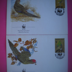 HOPCT PLIC S FDC 1882 SET 2 PLICURI PAPAGALI WWF NORFOLK ISLAND 1987