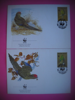 HOPCT PLIC S FDC 1882 SET 2 PLICURI PAPAGALI WWF NORFOLK ISLAND 1987 foto