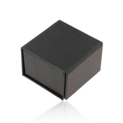 Cutiuță neagră de cadou pentru inel sau cercei, luciu sidefat, &amp;icirc;nchidere cu magneți foto