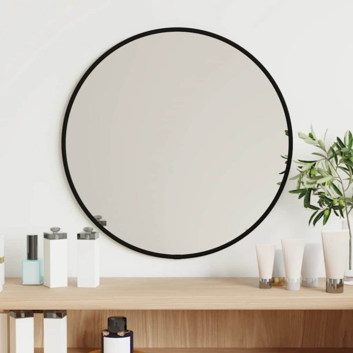 vidaXL Oglindă de perete rotundă, negru, &Oslash; 40 cm 348185