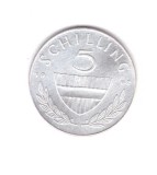 Moneda Austria 5 schilling 1962, stare foarte buna, curata, Europa, Argint