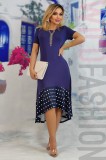 V287RR-44 Rochie midi asimetrica cu decolteu rotund, S/M