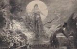 Scena de teatru sau opera cu luna plina si portativ (necirculata)