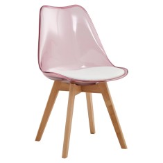 Scaun acril roz piele ecologica lemn fag Bali 48x54x80 cm