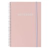 Caiet Notebook B5, Copertă Moale, Roz, 80 File, 2 Subiecte, Legare Spirală, Elastic, Oem