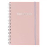 Caiet Notebook B5, Copertă Moale, Roz, 80 File, 2 Subiecte, Legare Spirală, Elastic, Oem