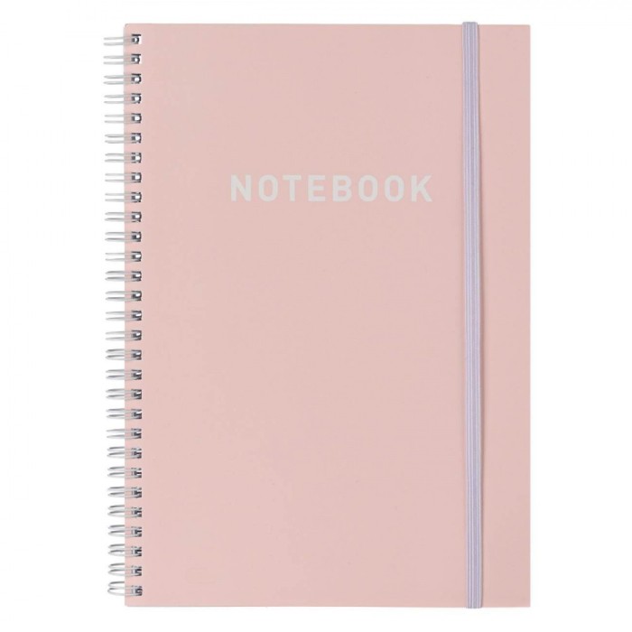 Caiet Notebook B5, Copertă Moale, Roz, 80 File, 2 Subiecte, Legare Spirală, Elastic