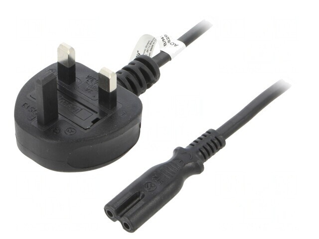 Cablu Alimentare BS 1363 G la IEC C7 1,8m Negru 2,5A 250V