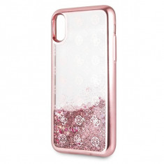 Husa de protectie, Guess Peony Liquid Glitter, iPhone XS, Roz foto