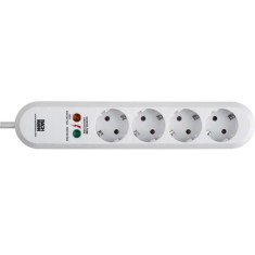 Prelungitor 4 prize, 1.5m, Tip Schuko, protectie la supratensiune, culoare alba