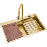 Chiuveta bucatarie handmade SanDonna HD6850, 680x500 mm, Auriu