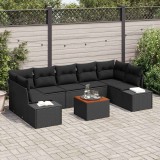 vidaXL Set de canapele pentru grădină cu pernă 8 pcs Negru Rattan poli