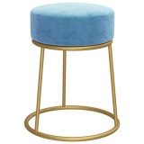 Taburet rotund, albastru deschis, catifea