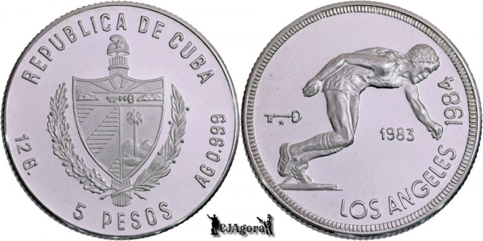 1983, 5 Pesos - Alergător - Cuba | KM 109 | PROOF