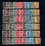 Romania 1930 - Uzuale Carol II, lot 6 serii stampilate