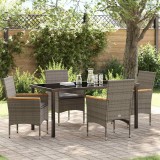VidaXL Set de masă pentru grădină cu pernă 5 pcs Gri Rattan poli