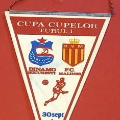 Fanion meci fotbal DINAMO BUCURESTI - FC MALINES (Cupa Cupelor 30.09.1987)