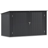 Outsunny Cutie Depozitare Pubele pentru 3 Recipiente de 240L cu 2 Uși și &Icirc;ncuietori, 233x105x118,5/133 cm, Gri | Aosom Romania
