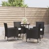 Gossi set bistro de gradina cu perne, 5 piese, negru, poliratan