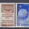 ROMANIA 1958 LP 459 a SATELITI ARTIFICIALI TRIPTIC CU VINIETA SUPRATIPAR BRUXELLES STAMPILAT