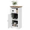 Dulap Baie Gossi Bodo Alb Maro 44x30x90cm Lemn Masiv Pin, Metal, 1 Sertar, 1 Usa, Spatiu Depozitare