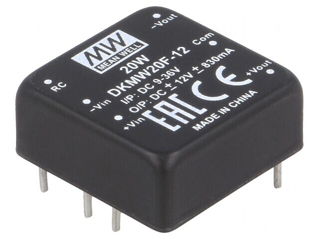 Convertor DC/DC 20W 9-36V la 12V/-12V THT
