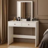Masa de toaleta si machiaj Mega cu 2 sertare si oglinda, 100x50x134 cm, finisaj alb Household NewTrend