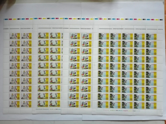 TIMBRE ROMANIA LP1686/2005 CERCETAȘII ROM&Acirc;NIEI SET de 4 coli 50 timbre MNH