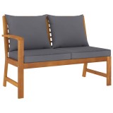 vidaXL Bancă de grădină, perne gri &icirc;nchis, 114,5 cm, lemn masiv acacia