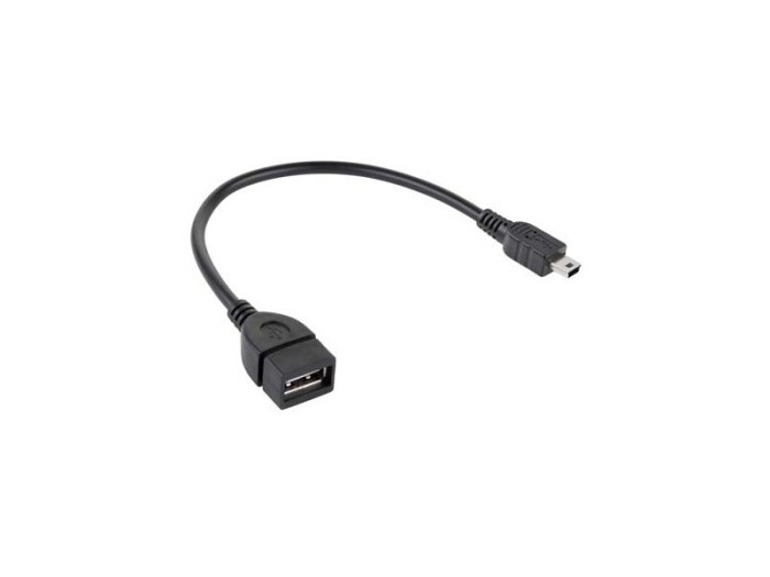 Cablu adaptor OTG, USB mama - mini USB tata, 20 cm