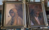Set 2 tablouri "Țigan bătr&acirc;n cu pipă" și "Țigancă cu pipă"