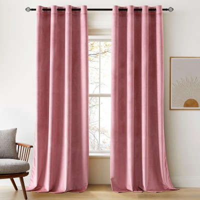Set doua draperii catifea blackout, roz foto