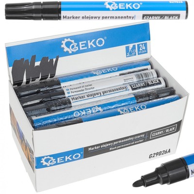 Set markere permanente cu ulei, negru, 24 elemente, Geko G29026A foto