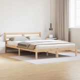 VidaXL Cadru de Pat cu headboard Maro 220 x 140 cm Lemn masiv de pin