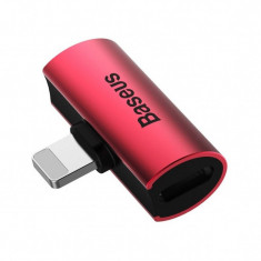 Adaptor Audio Baseus L46 Lightning la 2x Lightning (rosu-negru) foto