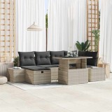 VidaXL Set de canapele pentru grădină 7 pcs Gri deschis poliratan