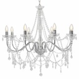 Candelabru cu margele, argintiu, 8 becuri E14