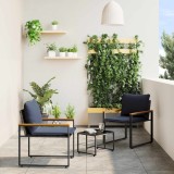 vidaXL Seturi de mobilier cu pernă 3 pcs Gri și albastru marin Ratan 42026949