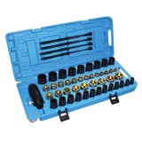 Trusa extractoare pentru demontarea/instalarea bucșelor, rulmenților, pivoților, butucilor, 3/8, 49 piese, Satra